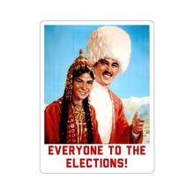 Load image into Gallery viewer, Soviet Election Propaganda: Turkmen Traditional Dress (Translated) - Sticker